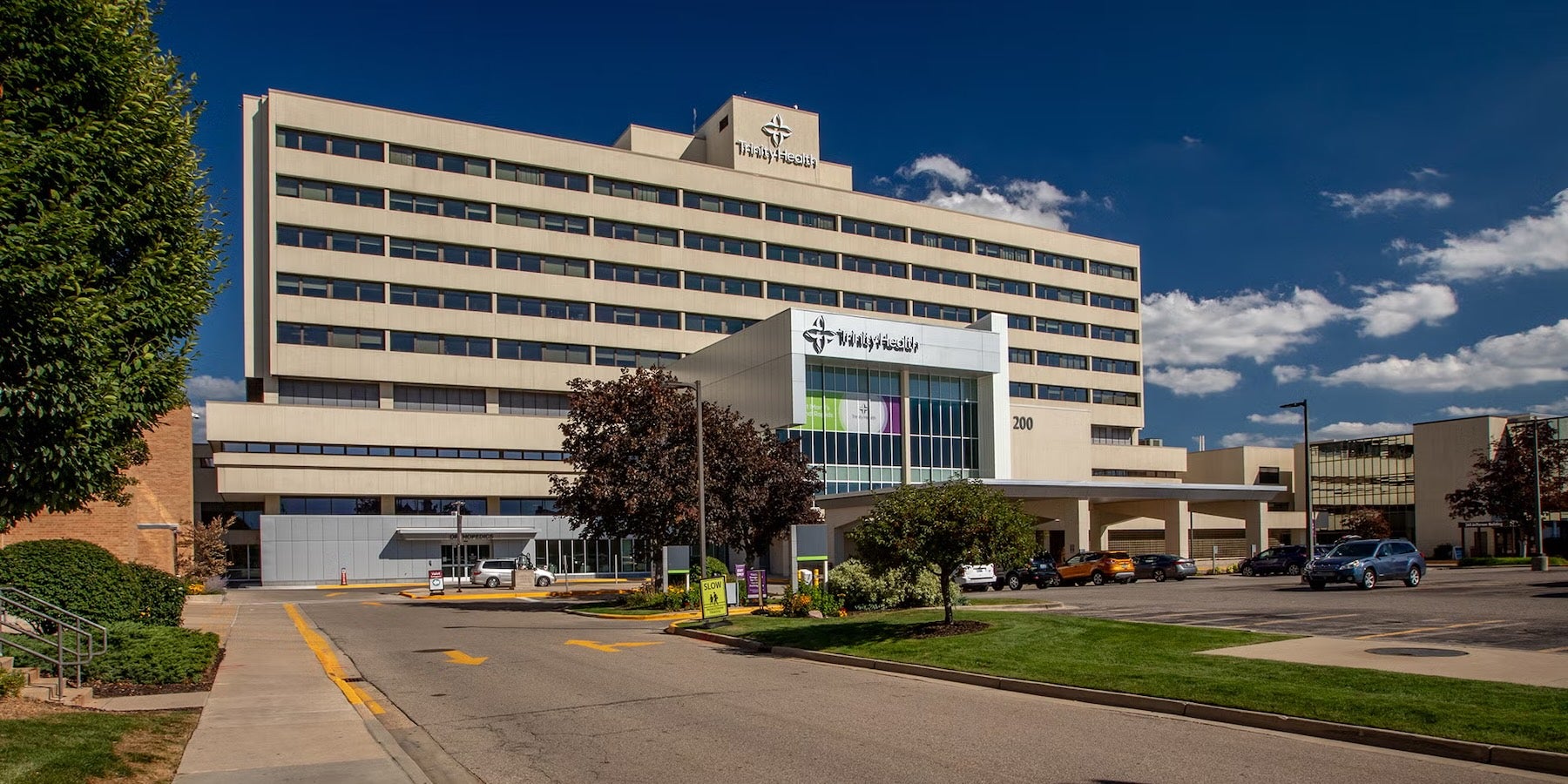 The exterior of Trinity Health Grand Rapids Hospital